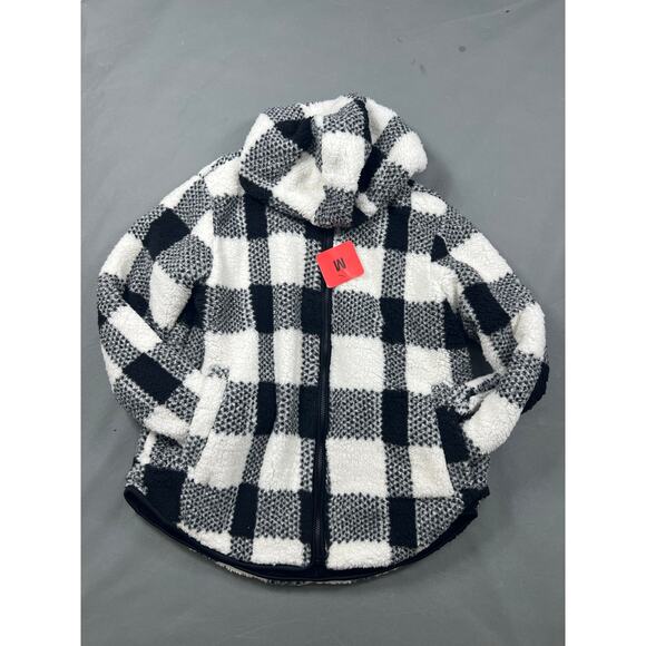 NWT Weatherproof Women's Reversibel Ultra Cozy Plush Fleece Plaid Jacket M - Picture 1 of 3